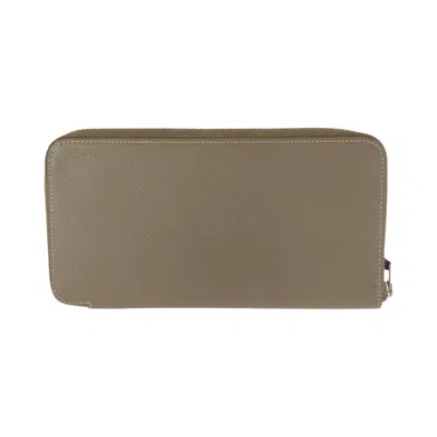 Pre-owned Hermes Beige Etoupe Gray Epsom Leather Long Wallet (bi-fold) ()