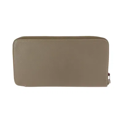 Pre-owned Hermes Beige Etoupe Gray Epsom Leather Long Wallet (bi-fold) ()