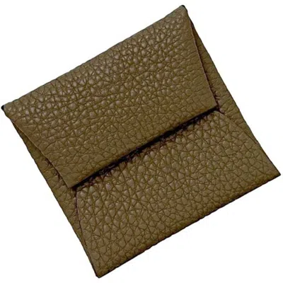 Pre-owned Hermes Beige Etoupe Gray Gray Leather Coin Purse/coin Case ()