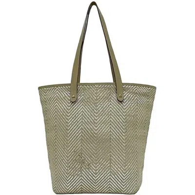 Pre-owned Hermes Beige Etoupe Gray Silver Leather Polyester Tote Bag ()