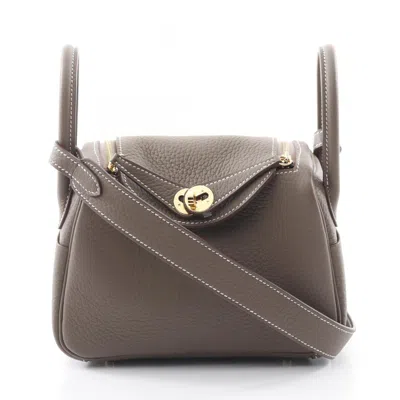 Pre-owned Hermes Beige Etoupe Gray Taurillon Clemence Leather Shoulder Bag ()