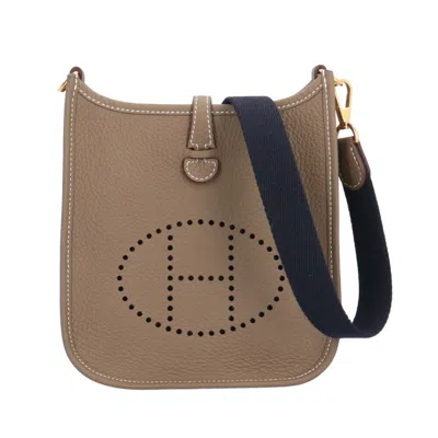 Pre-owned Hermes Beige Etoupe Gray Togo Leather Shoulder Bag () In Beige, Etoupe Gray