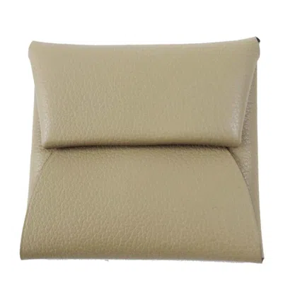Pre-owned Hermes Beige Evercalf Leather Coin Purse/coin Case () In Sand