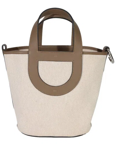 Pre-owned Hermes Hermès Beige; Gray Canvas Toile H Swift Ecru De Weimar In-the-loop 18 Phw  (authentic Pre-loved)