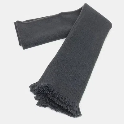 Pre-owned Hermes Beige Grey Yak Leather Shawl And Scarf In Sand