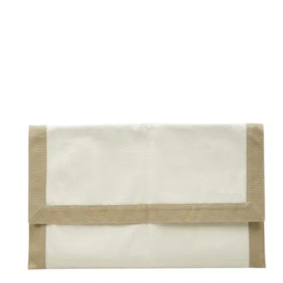 Pre-owned Hermes Beige Ivory Canvas Clutch Bag () In Multi