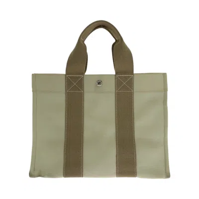 Pre-owned Hermes Beige Ivory Canvas Handbag Tote Bag ()