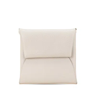 Pre-owned Hermes Beige Ivory Epsom Leather Coin Purse/coin Case () In Beige, Ivory
