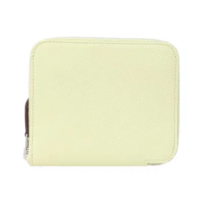 Pre-owned Hermes Beige Jaune Epsom Leather Silk Wallet (bi-fold) ()