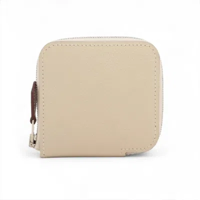 Pre-owned Hermes Beige Leather Coin Purse/coin Case () In Sand