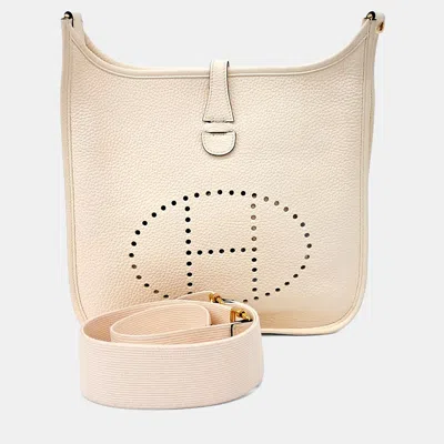 Pre-owned Hermes Beige Leather Evelyn 29 In Sand