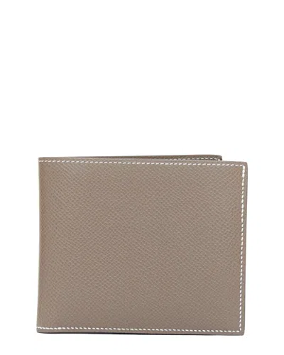 Pre-owned Hermes Hermès Beige Leather Mc2 Bifold Wallet (authentic Pre-loved)