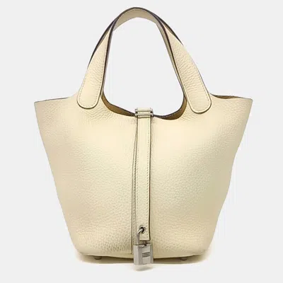 Pre-owned Hermes Beige Leather Rock Picotan 18 In Sand