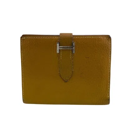 Pre-owned Hermes Beige Leather Wallet (bi-fold) ()