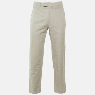 Pre-owned Hermes Beige Linen & Cotton Drop 8 Regular Fit Trousers L/waist 34" In Sand