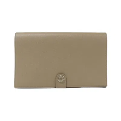 Pre-owned Hermes Beige Long Bill Wallet (bi-fold) ()