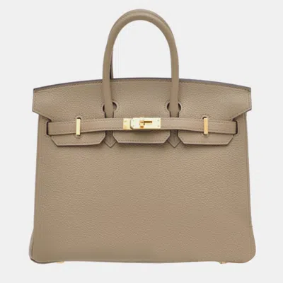 Pre-owned Hermes Beige Marfa Togo Leather Birkin 25 Bag