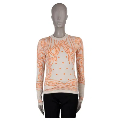 Pre-owned Hermes Beige Orange Cashmere 2023 Brides De Gala Sweater Vest 36 Xs