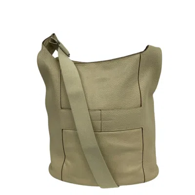 Pre-owned Hermes Beige Parchemin Taurillon Clemence Leather Shoulder Bag ()