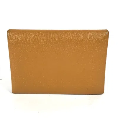 Pre-owned Hermes Beige Pink Chevre Leather Coin Purse/coin Case () In Beige, Pink
