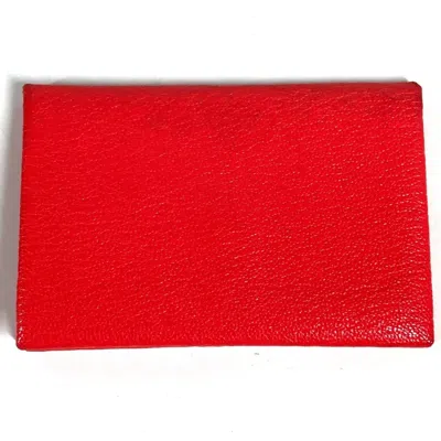 Pre-owned Hermes Beige Red Color Chevre Leather Coin Purse/coin Case () In Multi