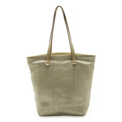 Pre-owned Hermes Beige Silver Leather Polyester Shoulder Bag Tote Bag ()
