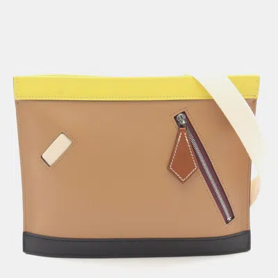 Pre-owned Hermes Colormatic Horizontal Shoulder Bag Swift Barenia Leather Beige Shw In Multi