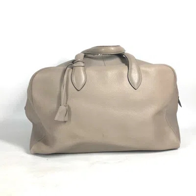 Pre-owned Hermes Beige Taurillon Clemence Leather Boston Bag Shoulder Bag ()