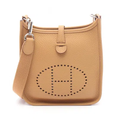 Pre-owned Hermes Beige Taurillon Clemence Leather Leather Shoulder Bag ()