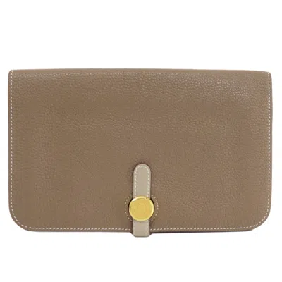 Pre-owned Hermes Beige Togo Leather Coin Purse/coin Case ()
