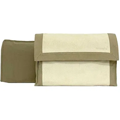 Pre-owned Hermes Beige White Cotton Canvas Clutch Bag Pouch ()