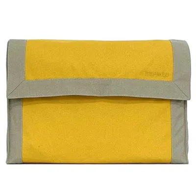 Pre-owned Hermes Beige Yellow Cotton Canvas Clutch Bag Pouch () In Multi