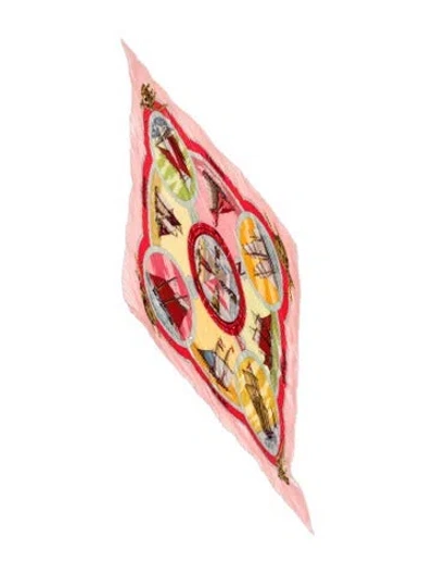 Pre-owned Hermes Belles Amures Silk Plissé Scarf In Multi