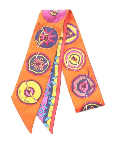Pre-owned Hermes Belles Du Mexique Scarf In Orange