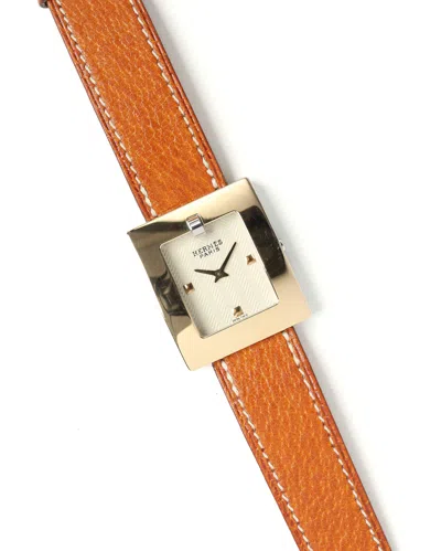 Pre-owned Hermes Hermès Belt 26mm 2015 Full Set Watch In Brown