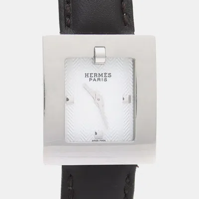 Pre-owned Hermes Belt Be1.210 Quartz White Stainless Steel Men's Wristwatch 26 Mm