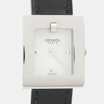 Pre-owned Hermes Belt Be1.210 Quartz White Stainless Steel Women's Wristwatch 21mm