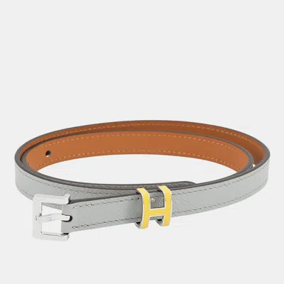 Pre-owned Hermes Belt Pop H Size 70 Blue Glacier/jaune Epsom In Brown