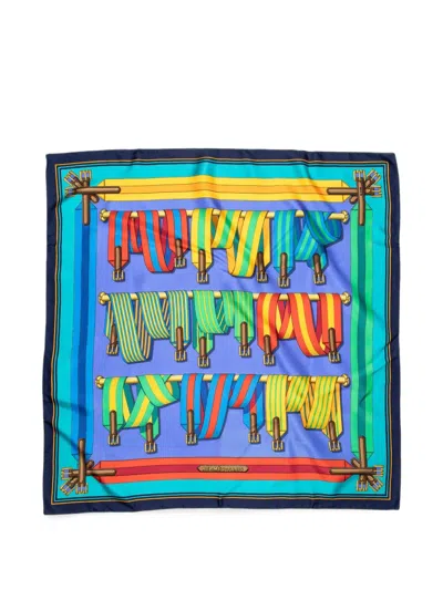 Pre-owned Hermes Belt-print Scarf In Blue