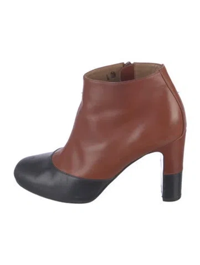 Pre-owned Hermes Bicolor Booties Leather Boots In Brown