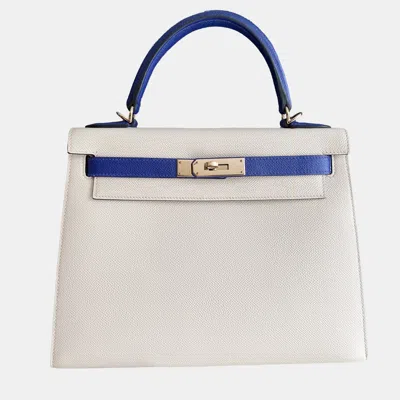 Pre-owned Hermes Bicolor Leather Kelly 28 Top Handle Bag