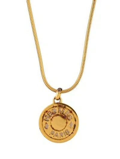 Pre-owned Hermes Bijouterie Fantaisie Cut Out Clou De Selle Pendant Necklace, 23" In Multicolor