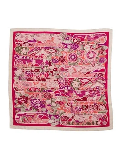 Pre-owned Hermes Bingata Cashmere Shawl In Pink