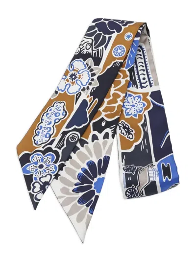 Pre-owned Hermes Bingata Scarf In Blue