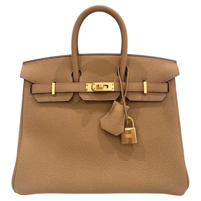 Pre-owned Hermes Birkin 25 Biscuit Tan Beige Togo Leather Gold Hardware New Top Handle Bag In Brown