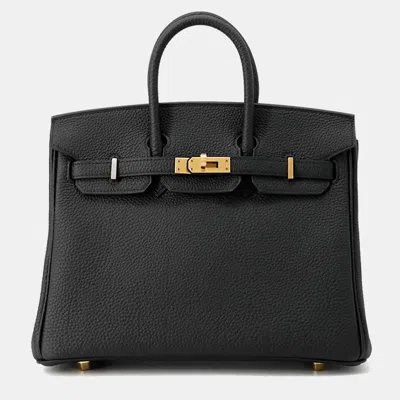 Pre-owned Hermes Birkin 25 Black Togo Leather Tote Bag