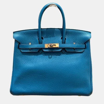 Pre-owned Hermes Birkin 25 Blue Leather Handbag