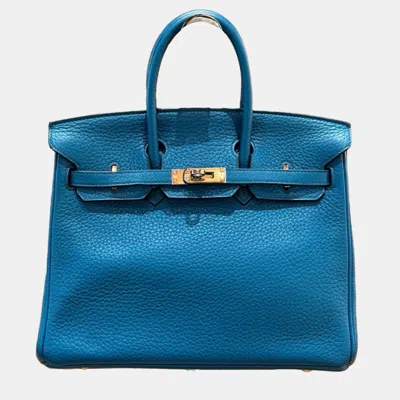 Pre-owned Hermes Birkin 25 Blue Leather Handbag