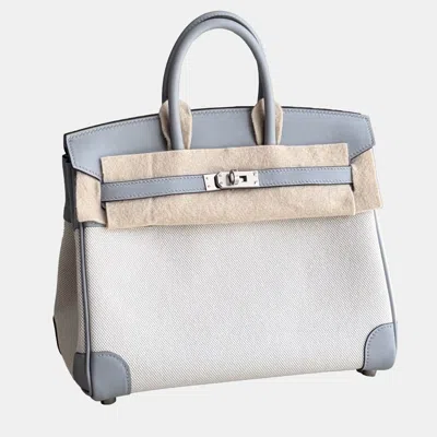 Pre-owned Hermes Birkin 25 Canvas & Puppete Grey Swift In Gray