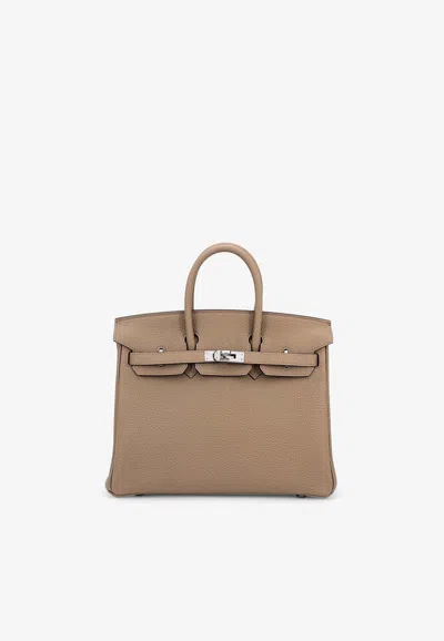 Hermes Birkin 25 In Beige Marfa Togo Leather With Palladium Hardware